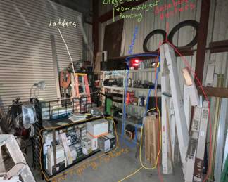 Finally got about half of the place organized, found some great finds, car stereos baseboard heaters in package, lighting fixtures, spools of different gauge copper wiring, and tools galore (some power & loads of hand tools)