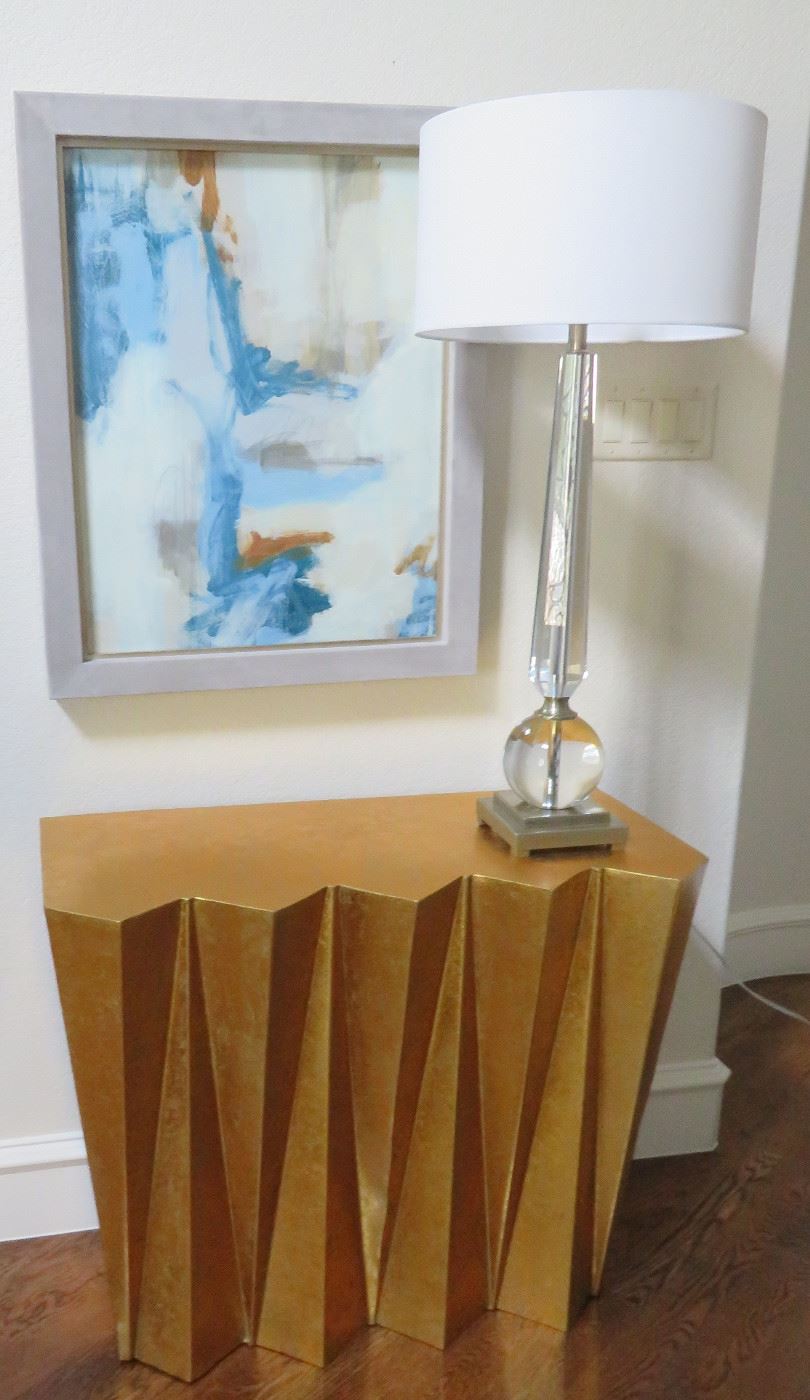 Uttermost art, Uttermost crystal lamp, Everly Quinn console table