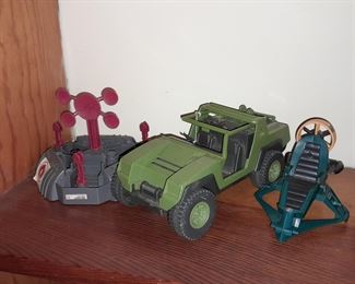 Vintage G.I.Joe Battle Barge, Vamp Jeep, & Zanzibar Cobra Dreadnok Air Skiff (1987)