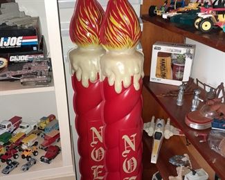 SUPER RARE Vintage Christmas Candle Blow Mold Wall Plaques W/ Original Box (From The Sears Paramus Park Mall (Paramus, NJ) Location)