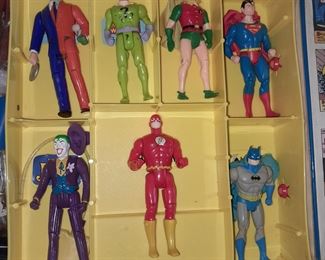 Vintage DC Super Powers Collection Figure Case W/ 7 Figures