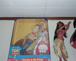 Toy Story 2 Woody & Bo Peep Doll Set In Box W/ Hawaiian Lua Doll