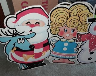 Vintage Oversized Christmas Cardboard Cutout Characters