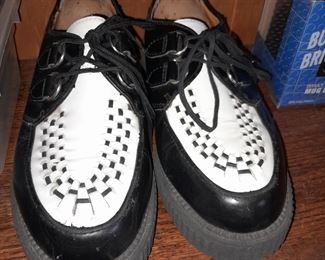 GBX Black & White Leather Creepers Shoes