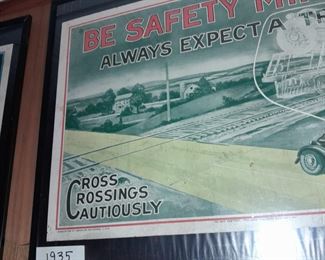 ORIGINAL 1935 Traffic Safety Poster ("Be Safety Minded, Always Expect A Train")