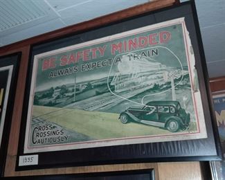 ORIGINAL 1935 Traffic Safety Poster ("Be Safety Minded, Always Expect A Train")