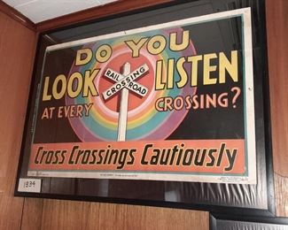 ORIGINAL 1934 Traffic Safety Poster ("Do You Look Listen At Every Crossing?")