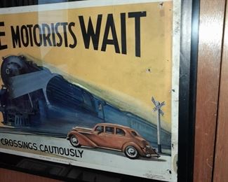 ORIGINAL 1938 Traffic Safety Poster ("Wise Motorists Wait")