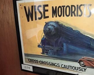 ORIGINAL 1938 Traffic Safety Poster ("Wise Motorists Wait")