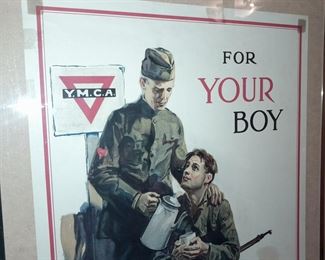 ORIGINAL Military Poster (YMCA For Your Boy United War Work Campaign, November 11-18, 1918)