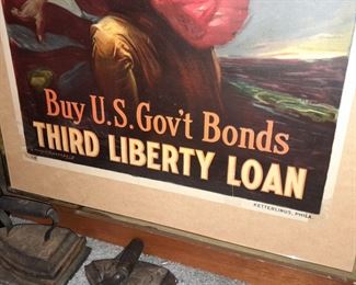 ORIGINAL Military Poster (Over The Top For You, Buy U.S. Gov't Bonds, Third Liberty Loan)