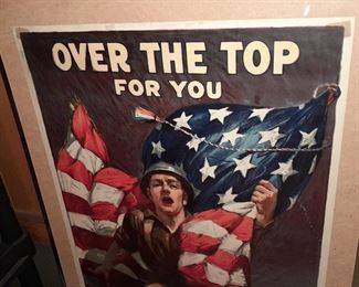 ORIGINAL Military Poster (Over The Top For You, Buy U.S. Gov't Bonds, Third Liberty Loan)