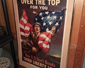 ORIGINAL Military Poster (Over The Top For You, Buy U.S. Gov't Bonds, Third Liberty Loan)