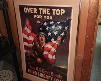 ORIGINAL Military Poster (Over The Top For You, Buy U.S. Gov't Bonds, Third Liberty Loan)