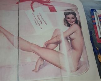 Original Risque Nude Woman Pull-Out Poster From Club Nocturno In Rialto, Panama