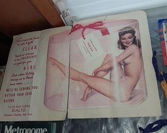 Original Risque Nude Woman Pull-Out Poster From Club Nocturno In Rialto, Panama