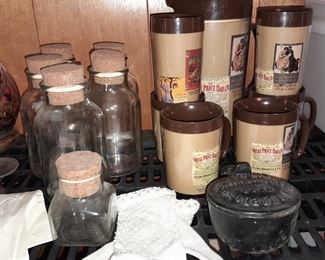 Glass Jars W/ Plastic Pitcher & Glass Set