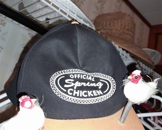Vintage Official Spring Chicken Baseball Hat W/ Bouncy Chickens