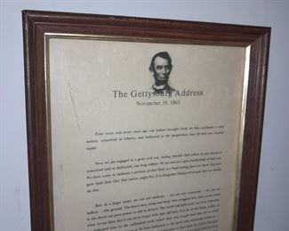 Framed The Gettysburg Address