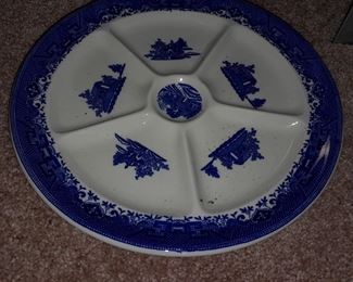 Blue & White Divided China Plate