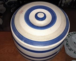 FABULOUS Antique Ransbottom Blue Crown Beverage Dispenser Crock Cooler W/ Lid (4 Gallon)