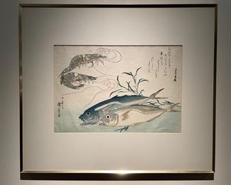 Utagawa Hiroshige, Horse Mackeral, Prawns and Seaweed