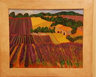 Alyce Frank, Lavender Fields Near Bannon, Provence, oil on linen 31 x 36.5", 2000