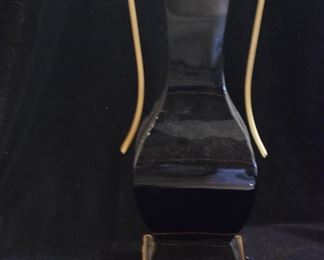 Baccarat Black Crystal and Gold Amphora Vase