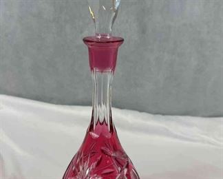 Ruby Glass Vase With Glass Topper