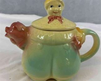 Shawnee Teapot Pottery Tom The Pipers Son Retro Kitschy Whimsy Vintage 1940s