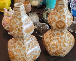 Asian You Xian Ju Jianzhi pair of vases from the 1970's