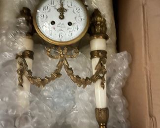 Antique Clock, Bronze and Porcelain
