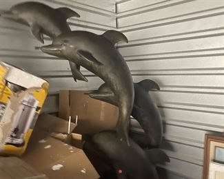 8 feet tall BRONZE DOLPHINS FOUNTAIN