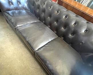 Large Tufted Leather Sofa, 7 feet