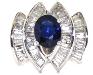 Sapphire and Diamond ring in Gold.  Appraised