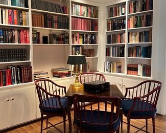 Library and Game Table Corner, Vintage Bouillotte Lamp