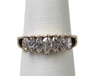 Magic Glo 14K Yellow Gold Marquise Natural Diamond Anniversary Band, Est. 1.0 CTW, Size 7-1/4