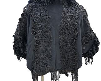 19th Century Beaded Black Evening Cape By French Parisian Couturier Emile Pingat