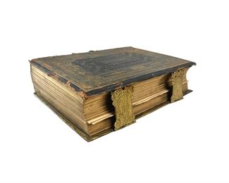 19th Century Leather Bound Holy Bible With Engravings & Chromo Lithography, John C. Murdoch