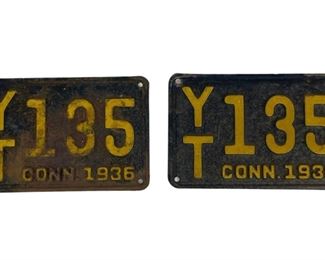 Pair Of 1936 Connecticut License Plates