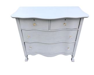 Antique Clawfoot Chest Of Drawers, Light Grey
