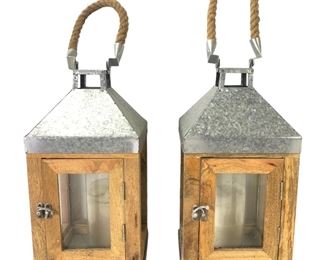 Allen & Roth Decorative Natural Wood & Metal Candle Lanterns
