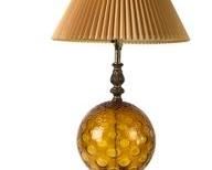 Mid-Century Modern Amber Glass Table Lamp, WORKS