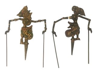 Carved Wood Indonesian Tribal Shadow Puppets 