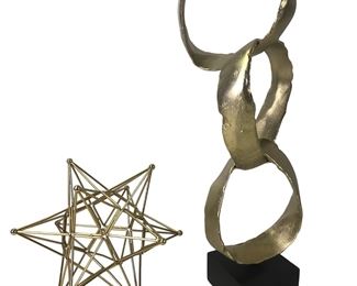 Stacked Metal Ring Sculpture By Sagebrook Home & Geometric Gold Star