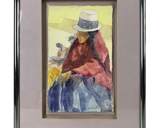 Signed Maxine Custer Southwestern Watercolor Painting
