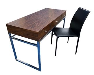 Safavieh Modern Desk With Chrome Base & Faux Leather Chair
