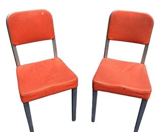 Pair Of Retro Good Form Aluminum Frame Orange Chairs