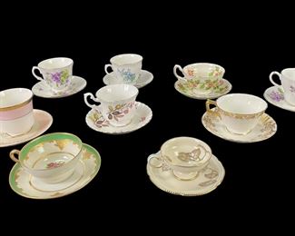 Collection Of Fine Bone China Teacups & Saucers: Limoges, Royal Albert, Queen Anne & More 