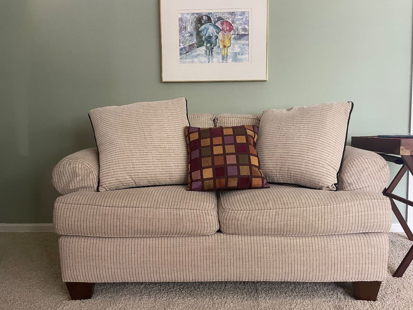 Drexel Heritage love seat with two large pillows.  $250